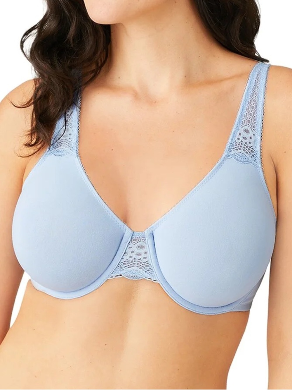 Wacoal 36G Soft Embrace Light Blue Lace-Trim Underwire Bra - 851211
